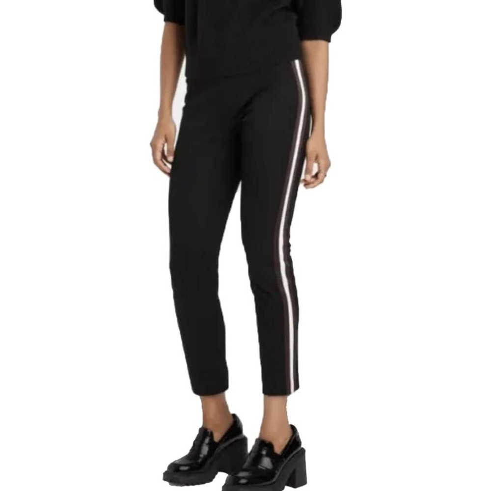 Chic Black Trousers with Brown and Cream Accents